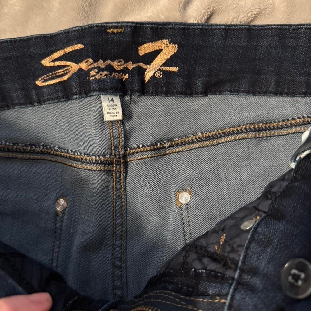 Seven7 Womens Dark Wash Skinny Jeans Size 14 Indigo Denim Slim Fit Pants - Picture 2 of 4